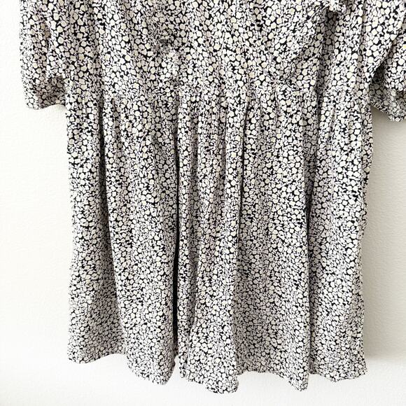 H&M | Floral Puff Sleeve Dress Ruffles black White Yellow Pink Cottagecore | XL - Picture 4 of 9